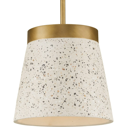 Terrazzo Collection 1-Light Distressed Brass Sand Terrazzo Global Hanging Pendant Light - 10 in x 10 in x 9.375 in