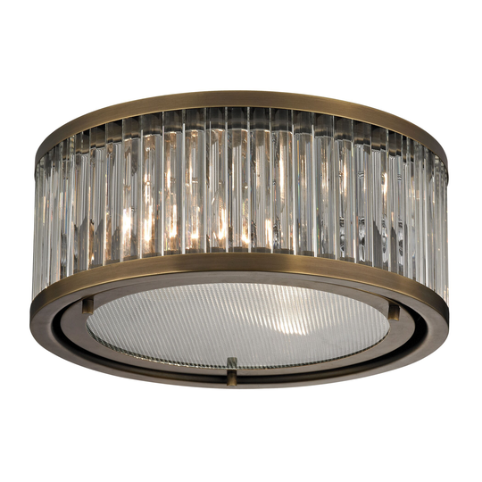 Linden 2-light Flush Mount in Aged Brass