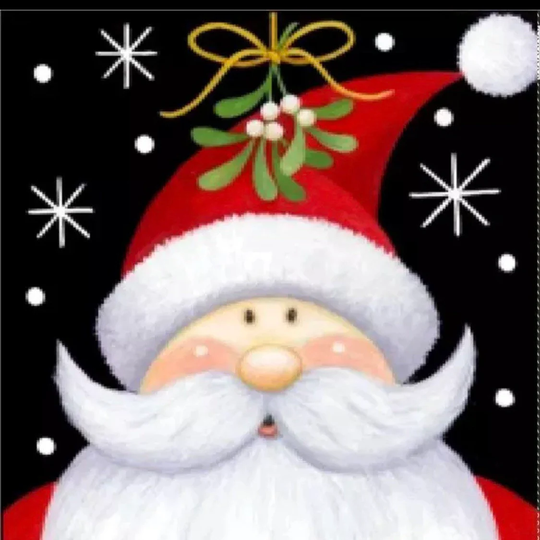 Us Seller. 25x25cm Sweet Christmas Santa, Mistletoe, Diamond Painting Kit Full Round Drills. Poured Glue, Fast S&h