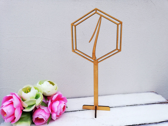 Table Number, Hexagon Table Name, Wedding Gold Numbers, Event Decoration, Numbers With Base, Wood Numbers