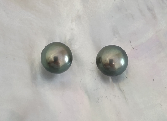 Rocket Color Collection Incredible Vivid Natural 8mm Peacock Tahitian Cultured Pearl Stud Earrings With Backing Of Your Choice