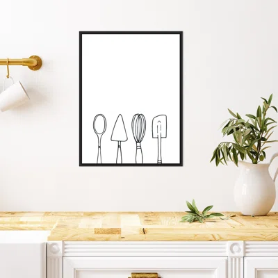 Simply Baking Utensils by Amanti Art Portfolio - Picture Frame Drawing Print on Canvas