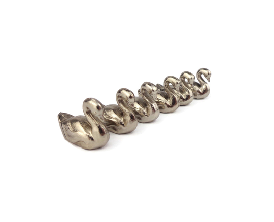 French Swan Table Number Holders Set Of 6, Decor France, Vintage Silver Figural 6