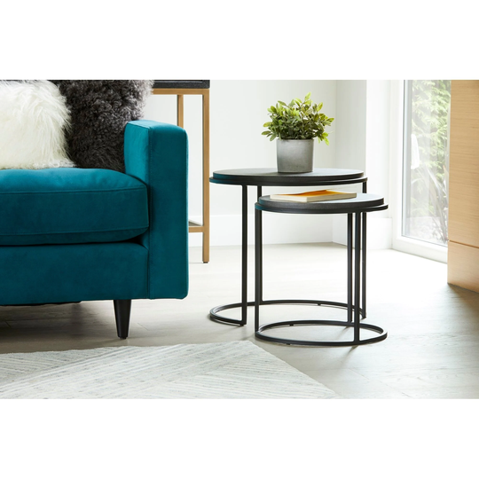 Aurelle Home Contemporary Lava Stone and Iron Nesting Tables