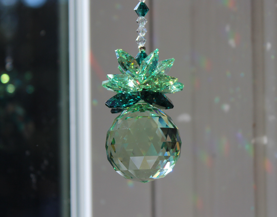 Green - Power Of Color Sun Catcher Made With Swarovski Crystal 30mm Ball, Rainbow Maker, Window Prism