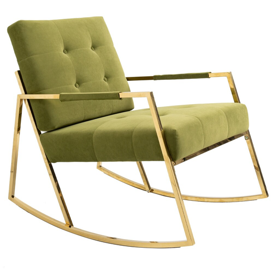 Olive Leisure Rocking Chair with Stainless Steel Feet - 25.20'' x 38.98'' x 32.28''