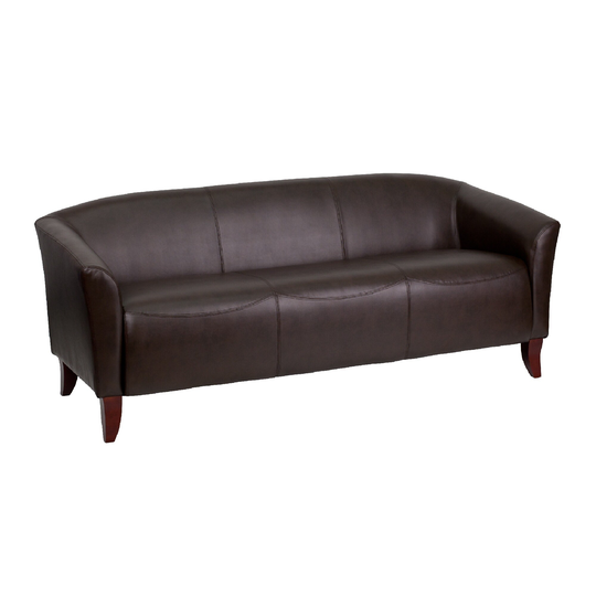 72.75" Brown Solid Contemporary Curved Back Sofa