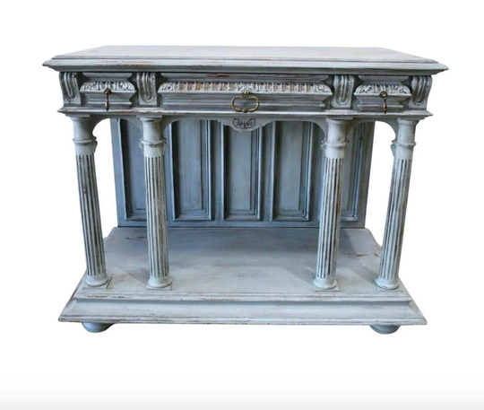Antique French Renaissance Revival Henry Ii Distressed Painted Walnut Sideboard Server, 19Th Century