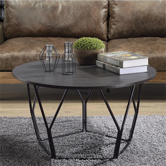Coffee Table End Table Living Room Table in Espresso & Black