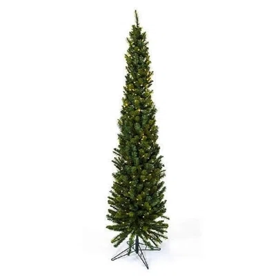 Pencil Prelit 7.5' Green Artificial Christmas Tree with 250 Clear Lights