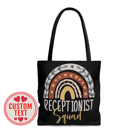 Receptionist Squad Tote Bag, Office Admin Gift, Lady, Administrator Administrative Assistant Shopping Team Grocery Bag