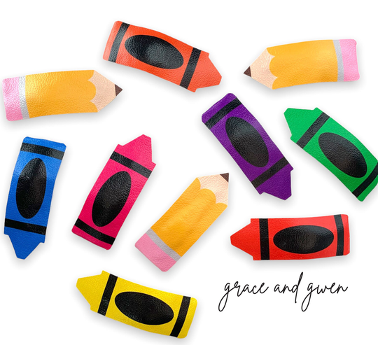 Pencil & Crayon Back To School Clips | Hair Girl's Snap Clip Set Gift For Girls For Accessories
