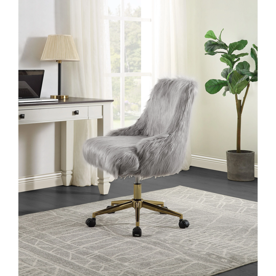 Office Chair Faux Chrome Finish, Gray