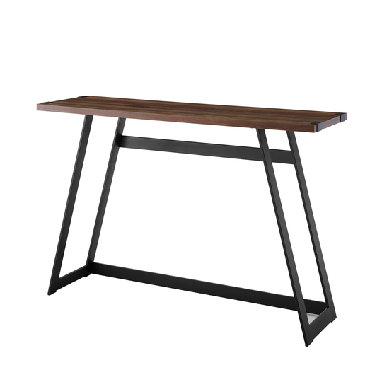 Rustic Wood and Metal Entryway Table, Dark Walnut