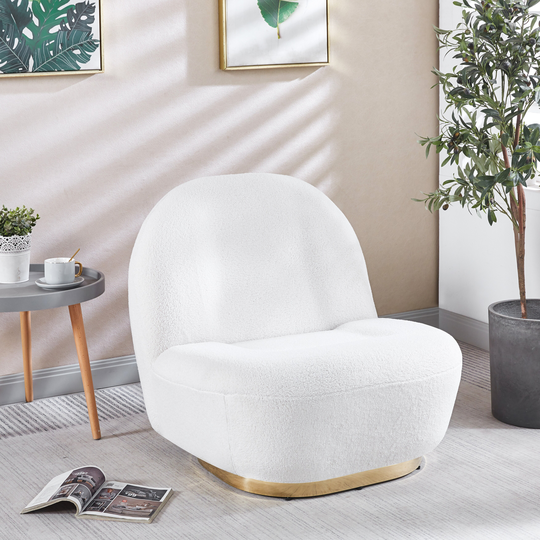 Velvet Swivel Accent Chair, Swivel Barrel Chair with Gold Finish Stainless Steel Base