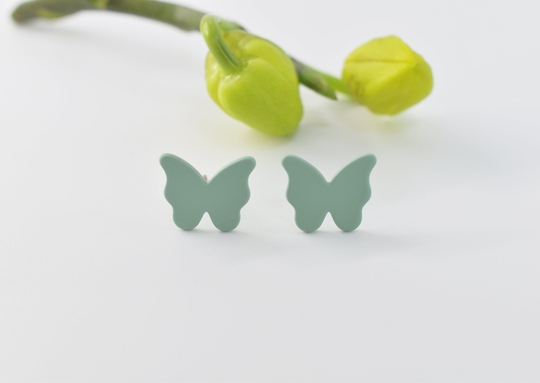 Color Earrings, Ce-Ear01Bf, 2Pcs, Matte Enamel Coated Brass, Colored Butterfly Butterfly 12x10mm, Titanium Post