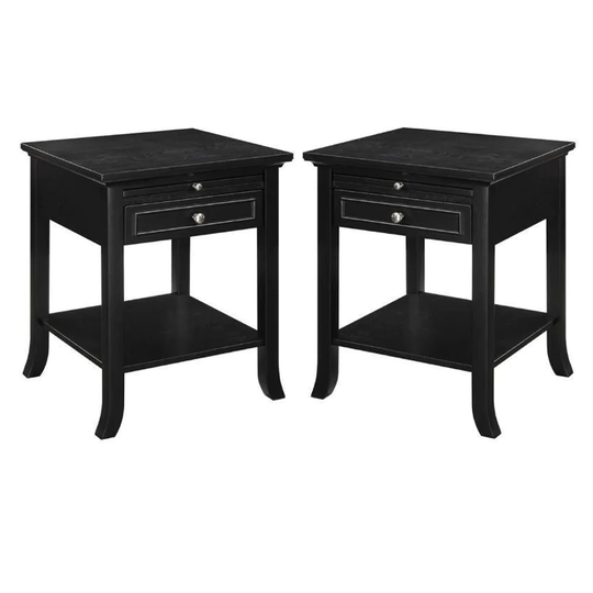 American Heritage Logan End Table in Black Wood Finish - Set of 2 - 54 x 84