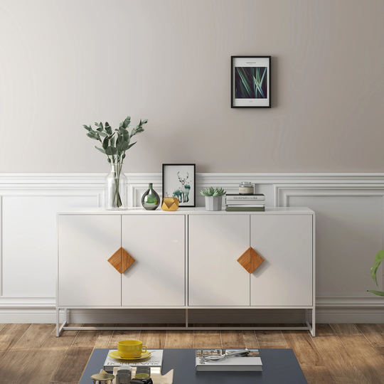 Solid Wood Cabinet Double Storage Sideboard