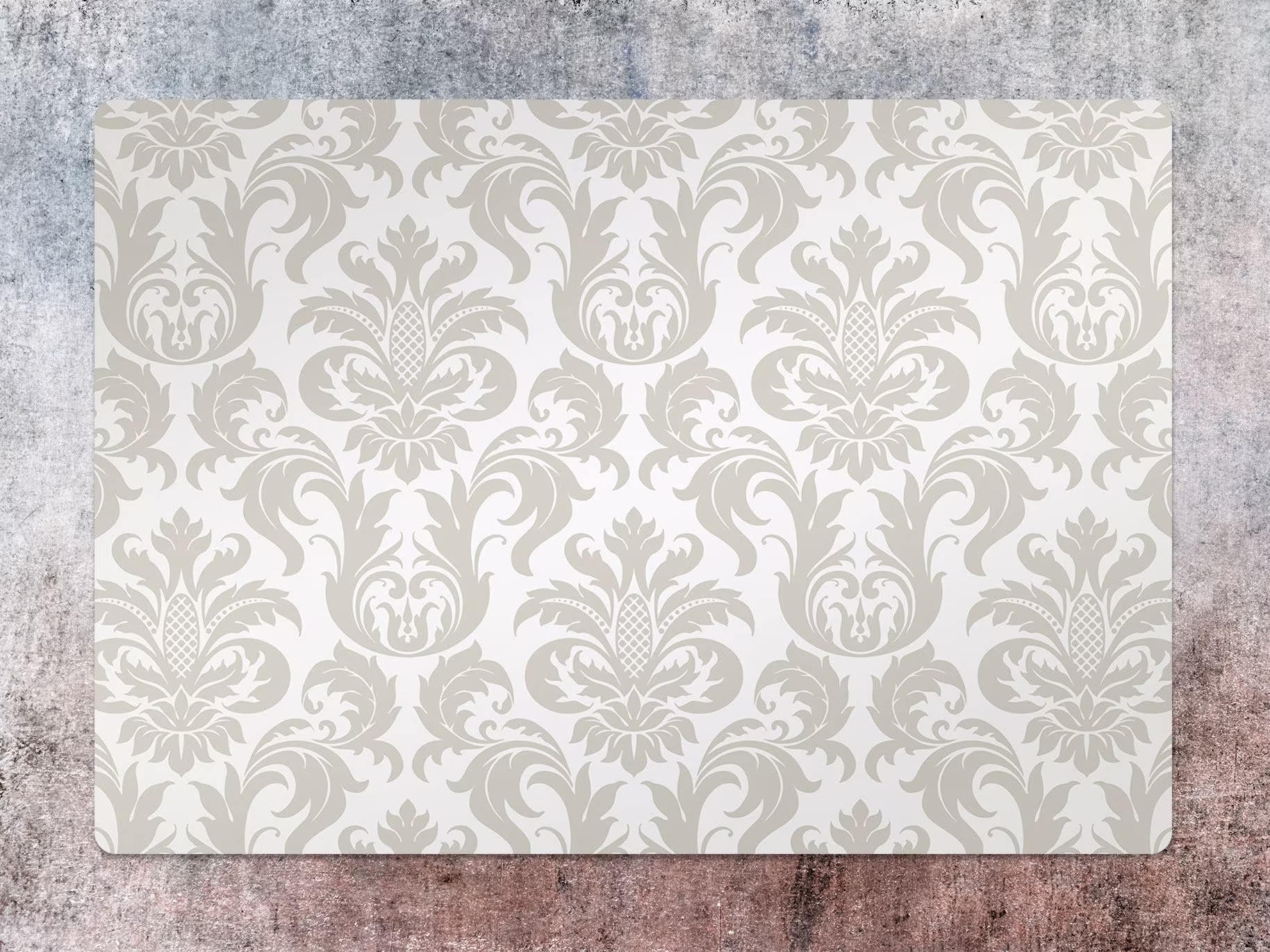 Floral Damask Chair Mat, White Protective Beige Splat Art Deco Vinyl Floor Office Decor, Flooring, Kids Room Rug