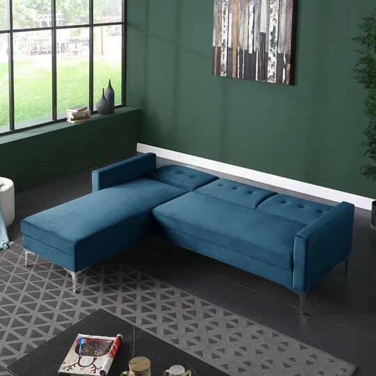 Morden Fort Velvet Upholstered L-Shape Sectional Sofa