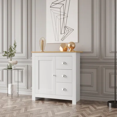 Kitty Kitchen Sideboard, White High Gloss Buffet Storage Cabinet With Drawer And 2 Doors