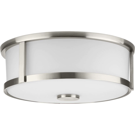 Gilliam Collection 12--5 8 in. Two-Light Brushed Nickel New Traditional Flush Mount - 12.62 in x 12.62 in x 4.62 in