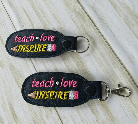 Teacher Key Chain, Teach Love Inspire, New Teacher Gift, Pencil, Appreciation Vinyl Keychain