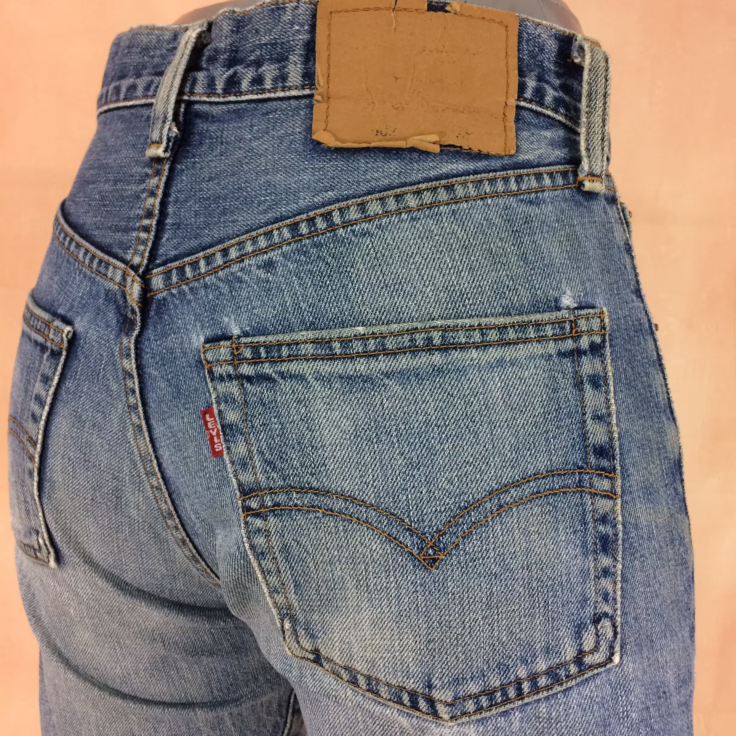 Size 28 Vintage Lvc Selvedge Redline Levis 502 Big E Jeans Mid Waisted 90S Faded Light Wash Boyfriends Mom Jeans, Waist 28"W