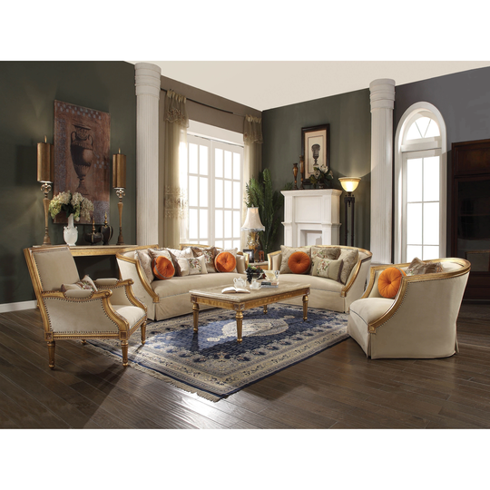 ACME Daesha Sofa Table, Marble & Antique Gold