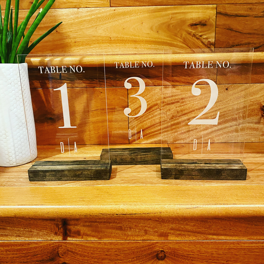 Acrylic Table Number For Wedding Or Other Event, Personalized - Laser Engraved Acrylic. Fast Shipping Made in Usa