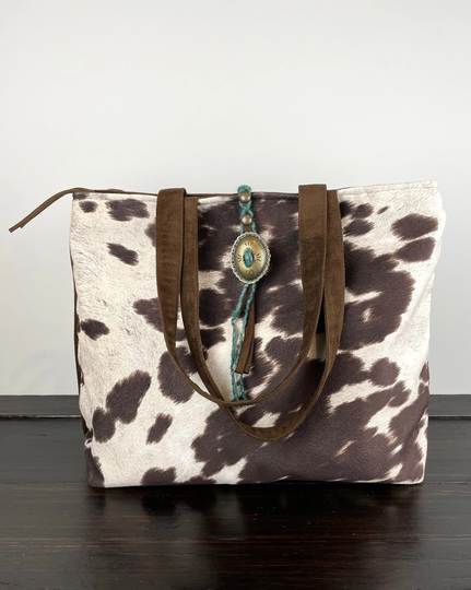 Atenti Classic Tote Oakley Needle Arts Bag Needlepoint Crochet Knitting Project Cow Print Yarn Caddy in Stock