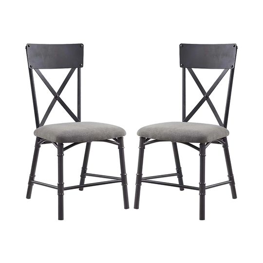 Set of 2 Side Chair in Gray and Sandy Black Finish