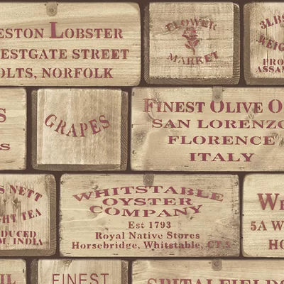 Kitchen Recipes Old Boxes 32.8' L x 21" W Wallpaper Roll