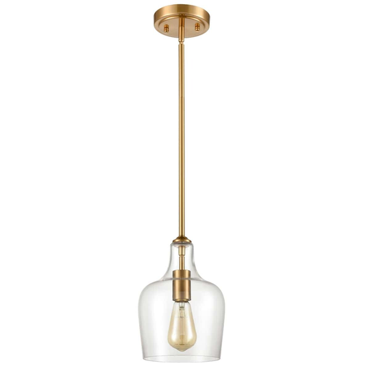 Rieti Modern Rod-Hung Pendant Light w/ Clear Glass Shade, 1-Light