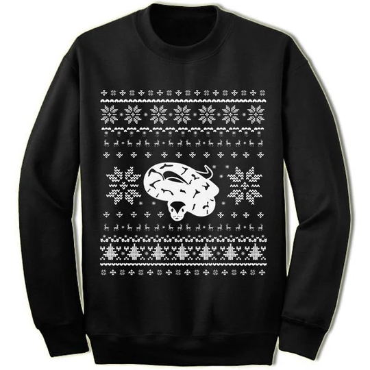 Ball Python Christmas Sweater Sweatshirt. Reptile Ugly Xmas Sweater
