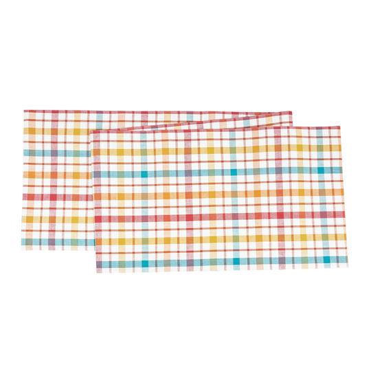 Radley Plaid Woven Reversible Colorful Summertime Table Runner