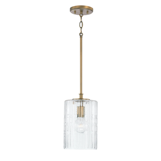 Emerson 7" 1-light Pendant w/ Embossed Seeded Glass