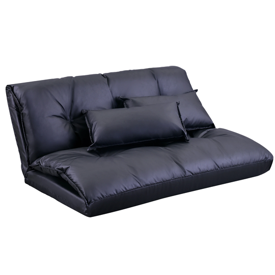 EYIW PU Lazy Sofa, Adjustable Folding Futon Sof,a Video Gaming Sofa with Two Pillows