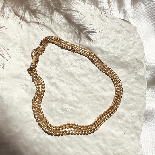 Double Strand Bracelet/14K Gold Fill Curb Chain Bracelet