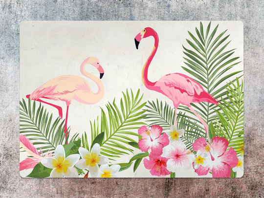 Tropical Flamingo Chair Mat, Pink Vinyl Floor Green Protective Exotic Splat Office Decor, Decorative Pvc Mats