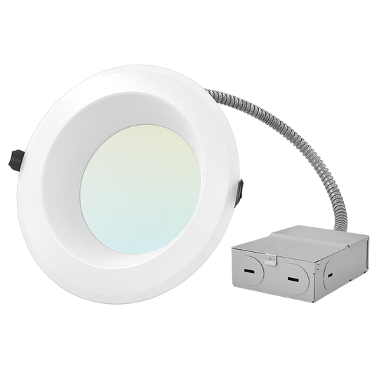Luxrite 6" Commercial LED Recessed Light, J-Box, 4 Color Selectable, 1200/1600/2000 Lumens, Dimmable, Wet Rated