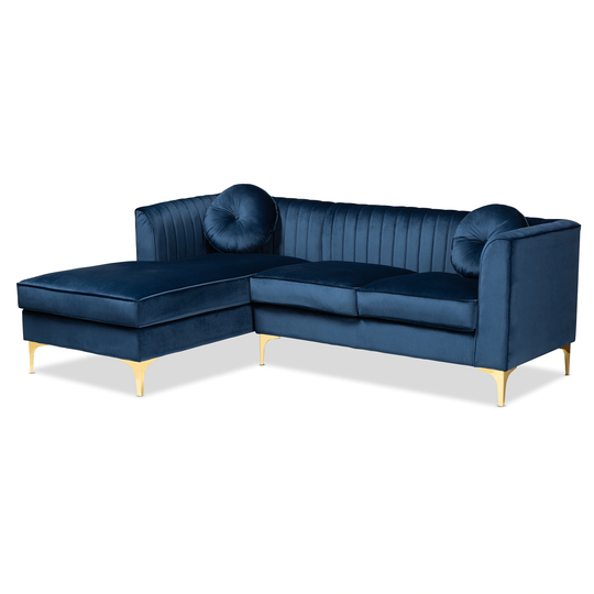 Giselle Glam Upholstered Left Facing Sectional Sofa with Chaise