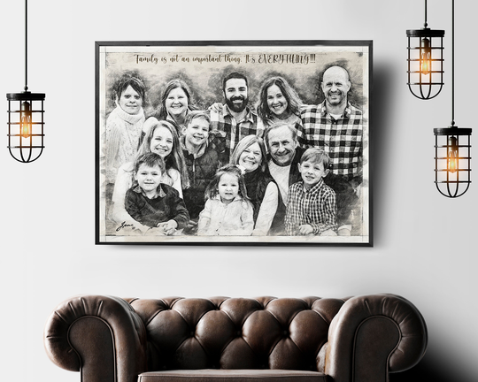 Custom Family Portrait, Charcoal Painting, Add Deceased Love One To Photo, Merge Photos, Memorial Pencil Drawing, Combine Photos