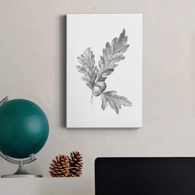 Oak Leaf Pencil Sketch I - Wrapped Canvas Print