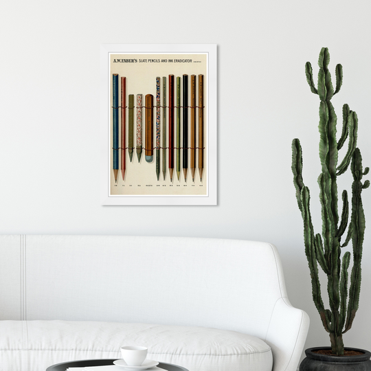 Wynwood Studio 'SLATE PENCILS & INK ERADICATOR' Education and Office Wall Art Framed Print School Essentials - White, Blue