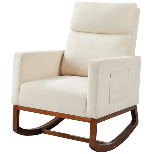 Yaheetech Rocking Accent Armchair Upholstered Glider High Back Chair