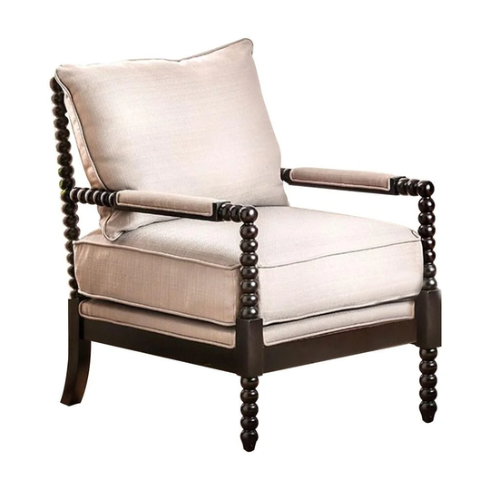 Wooden Accent Chair in Beige Finish