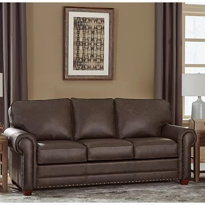 Raval 83" Genuine Leather Rolled Arm Sofa Bed