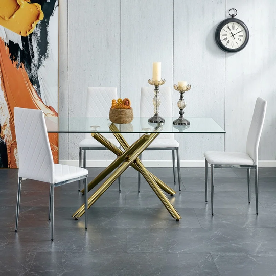 Modern Dining Chairs Set of 4, PU Fuax Leather Dining Chairs, Side Chairs with Metal Legs, Comfortable Upolstered Accent Chairs