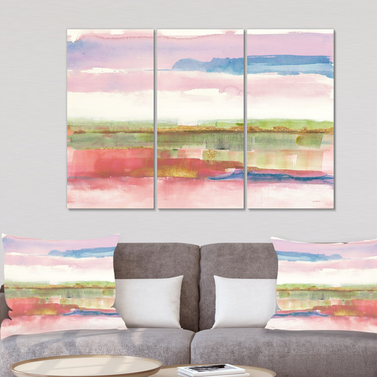 Designart 'Influence of Line and Color Gold Bright' Shabby Chic Canvas Wall Art